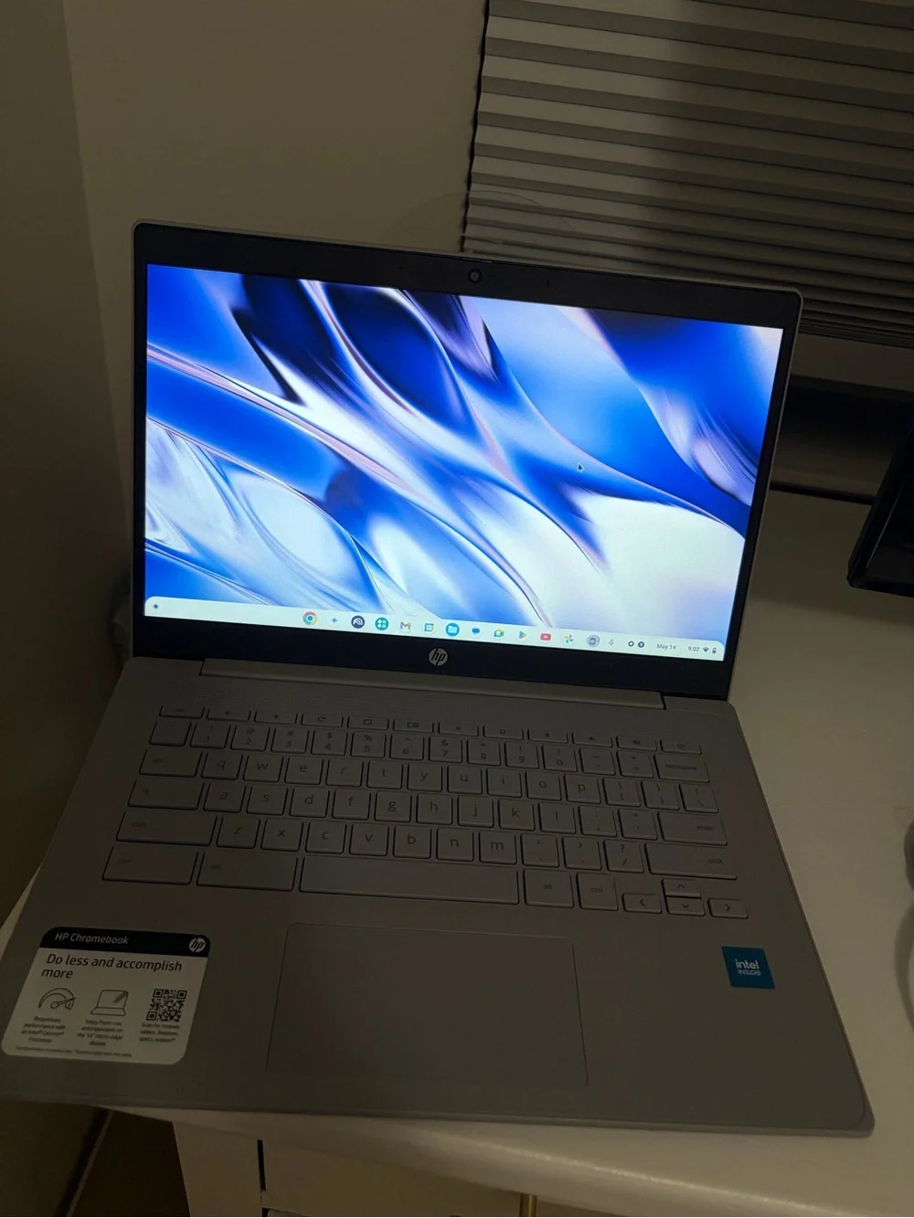 HP Silver-Gray Chromebook with Blue Display Accent